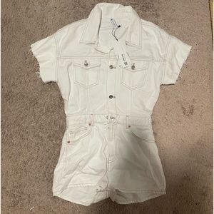Zara white denim romper/ jumpsuit